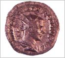 Moneda romana del emperador Treboniano Galo